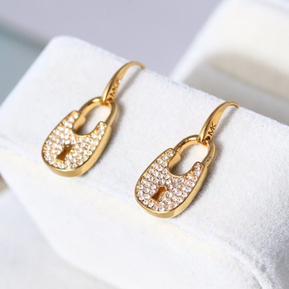 Michael Kors Oval Lucky Lock Diamond Earrings - Picture 1 of 7